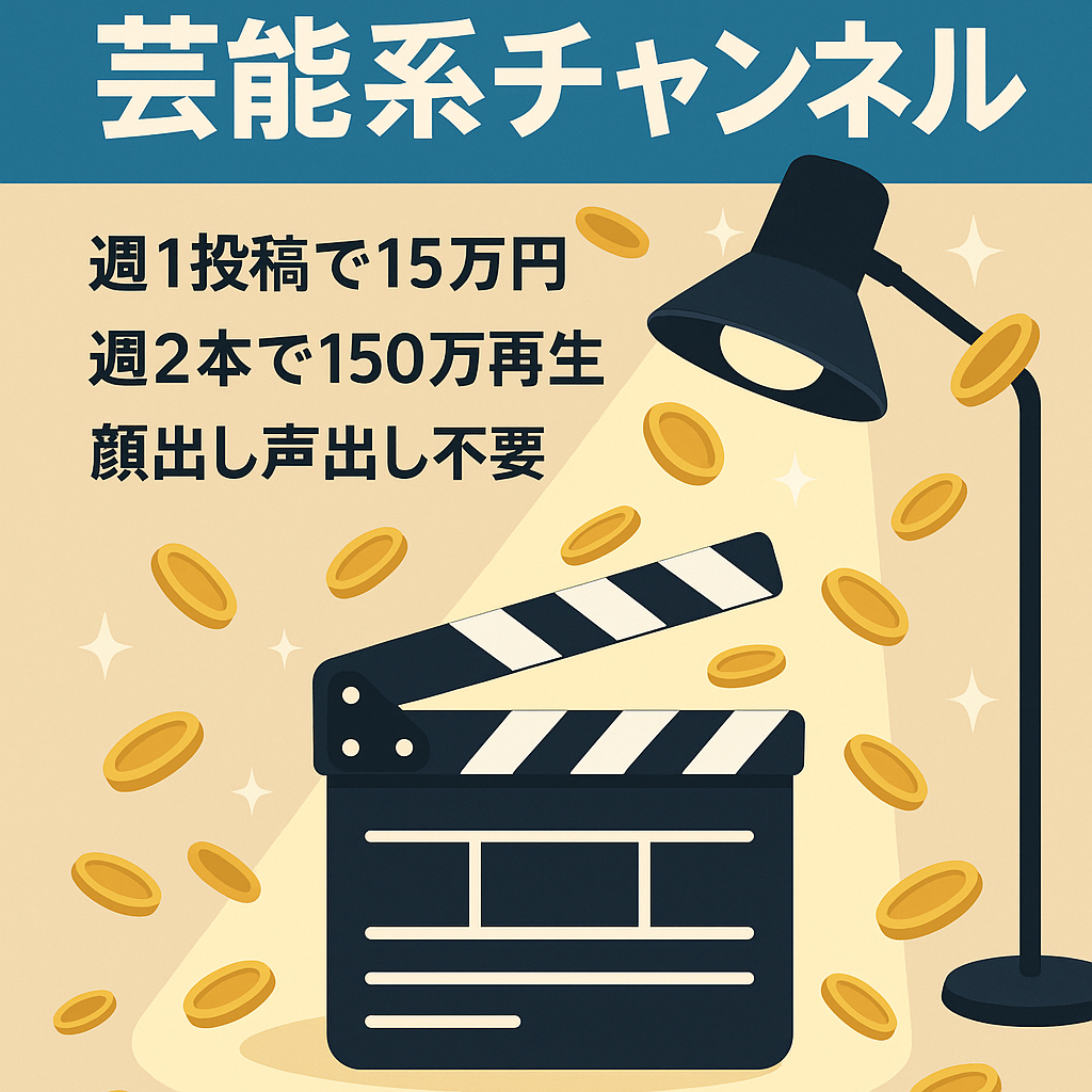 【安定15万円】投稿8本で収益化 属人性なし！顔出し声出しなし！芸能系チャンネル