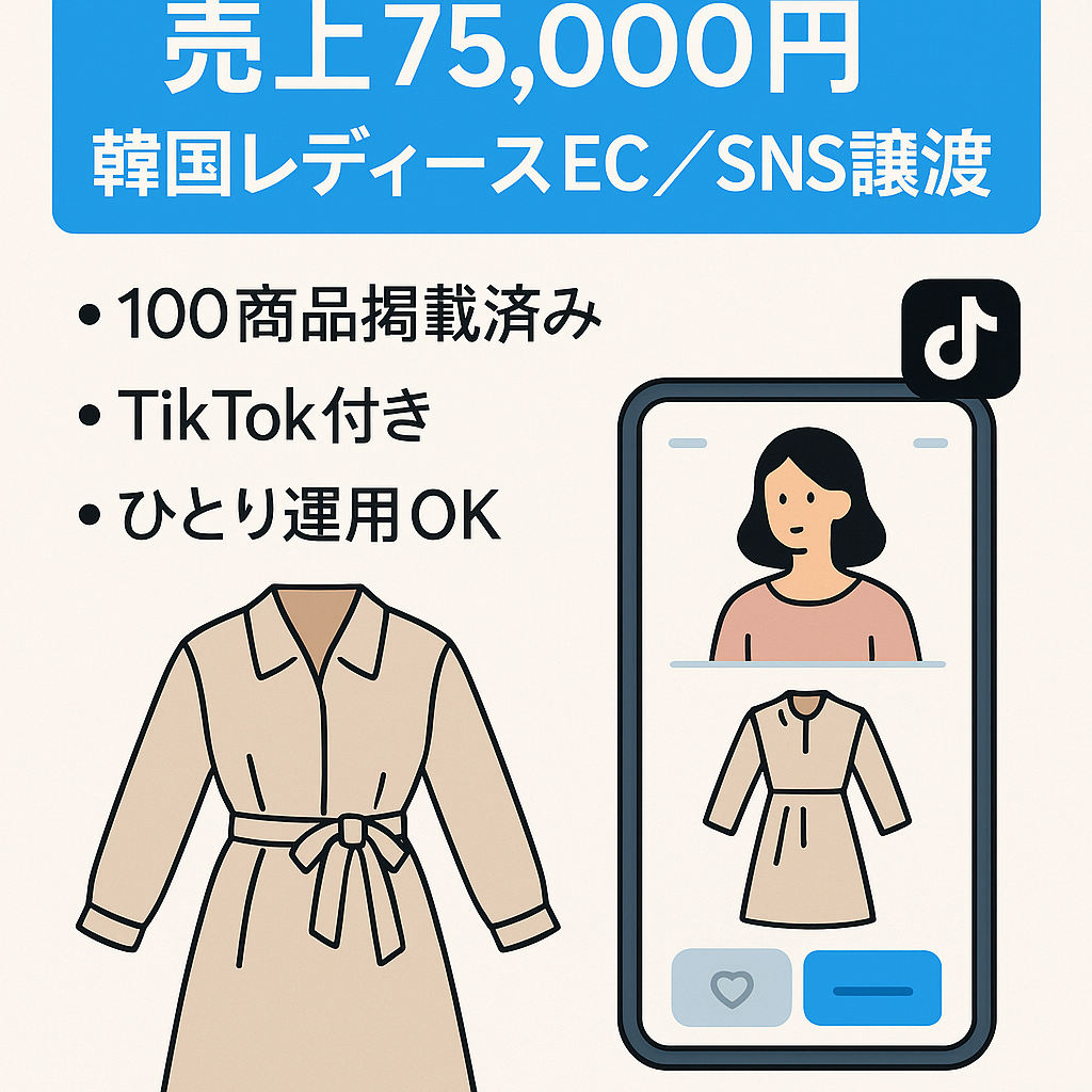 【75,000円売上】韓国レディースアパレルECサイトと公式インスタを譲渡します