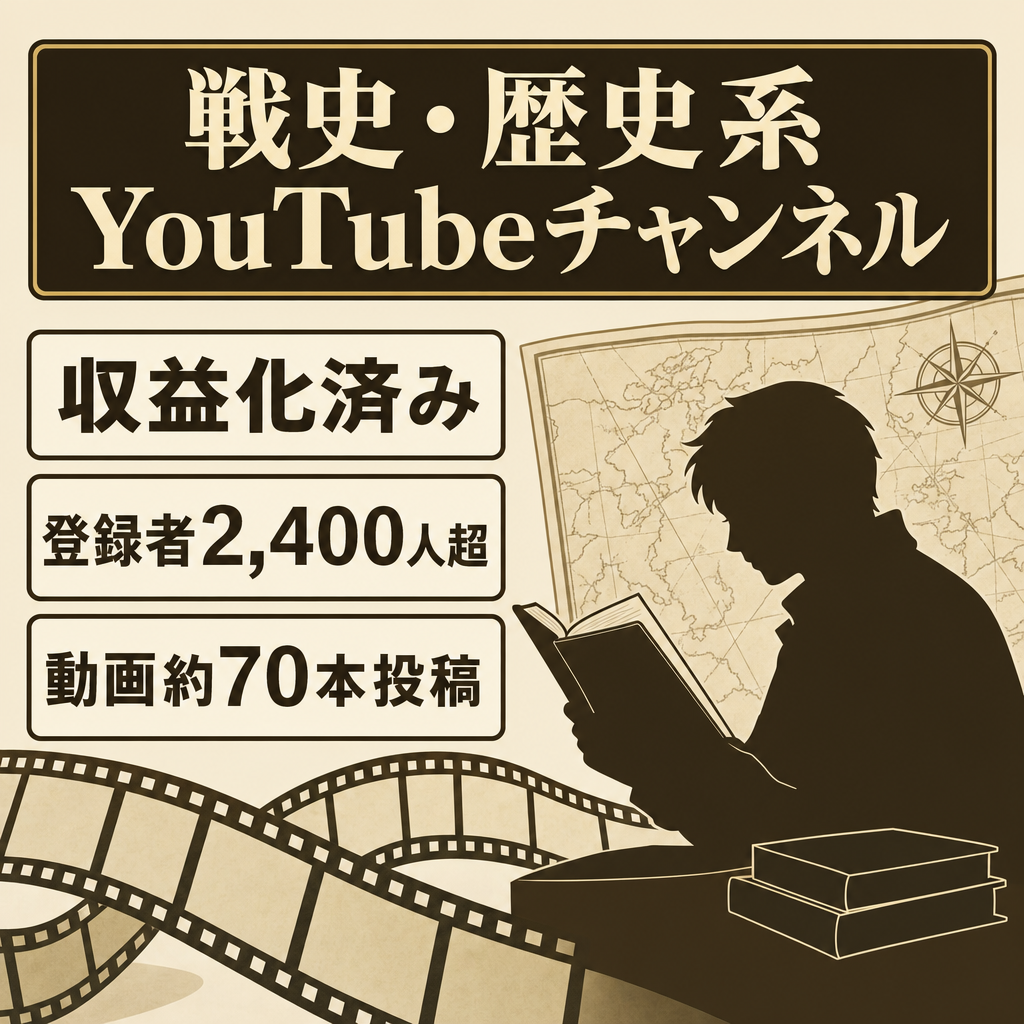 【収益化済み】登録者2,400人超｜戦史・歴史系YouTube｜顔出し・本人の肉声なし