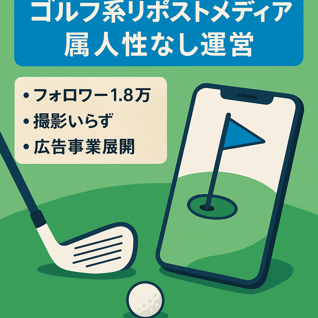 【業界最大手フォロワー1.8万人超え】属人性無しゴルフ系リポストメディア【将来性抜群】