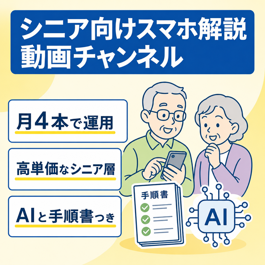 【AIプロンプトお渡し】シニア向けスマホ解説【月4本で月46万円】