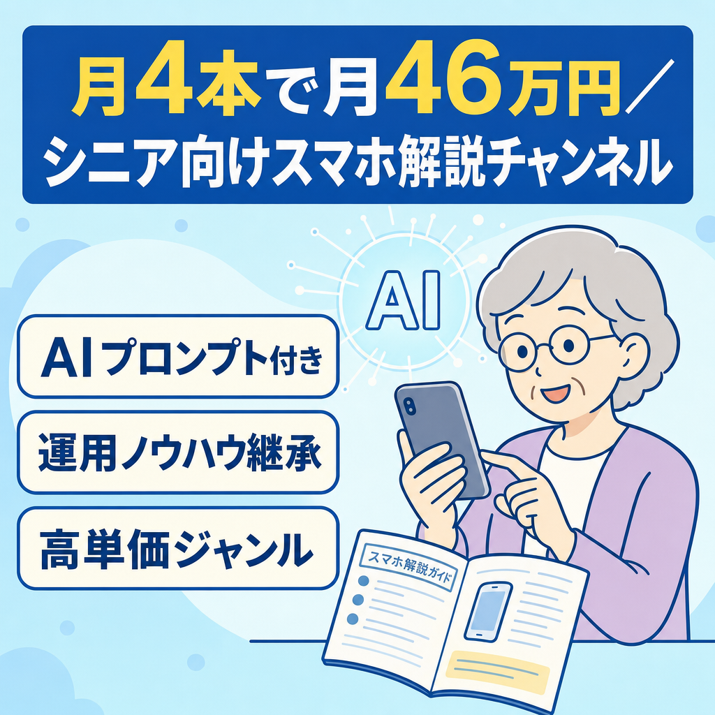 【月4本で月46万円】副業にもおすすめ！シニア向けスマホ解説【AIプロンプトお渡し】
