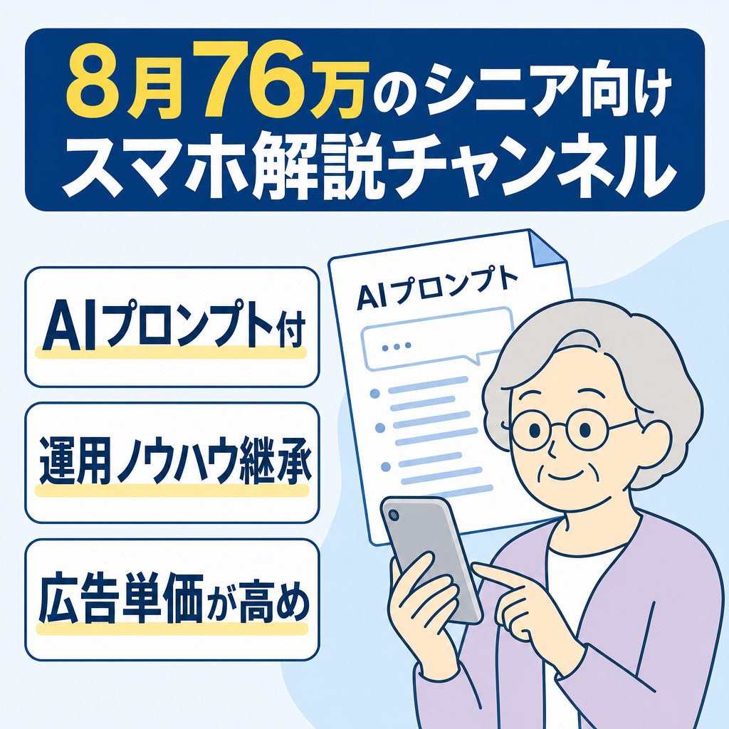 【8月76万】AI自動化で副業にも！シニア向けスマホ解説【AIプロンプトお渡し】