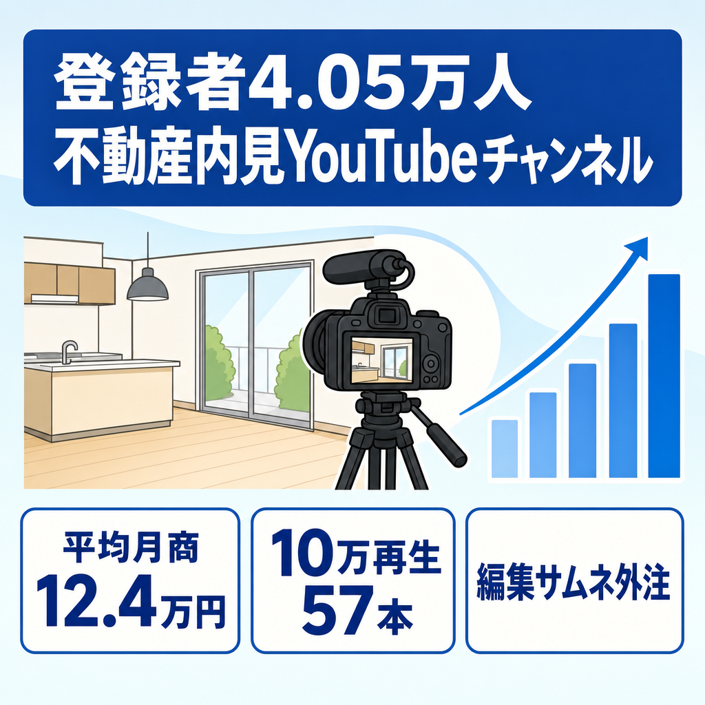 【登録者4.05万人】直近17カ月平均月商12.4万円の不動産内見YouTube