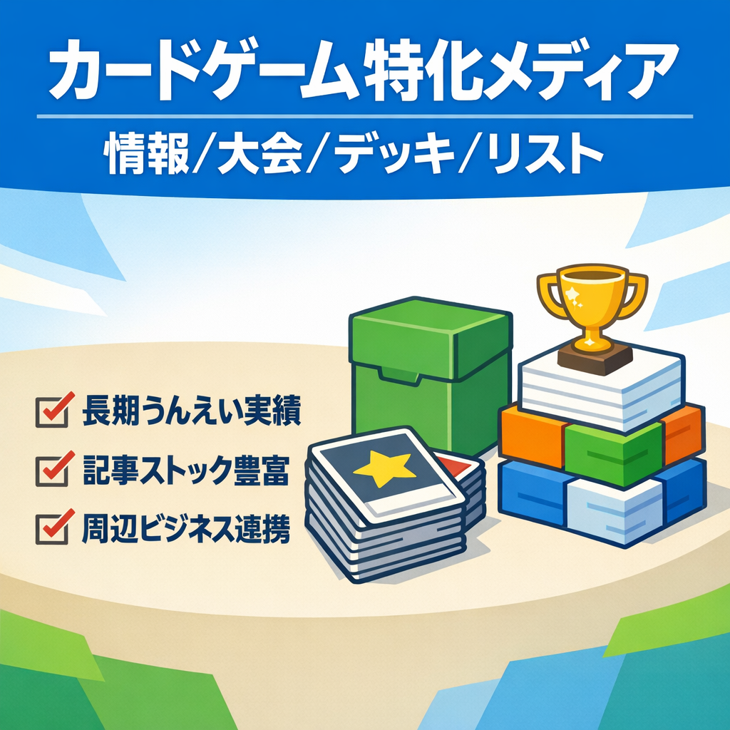 【長期運営・記事資産あり】カードゲーム特化メディア / 情報・大会・デッキ・カードリストを展開