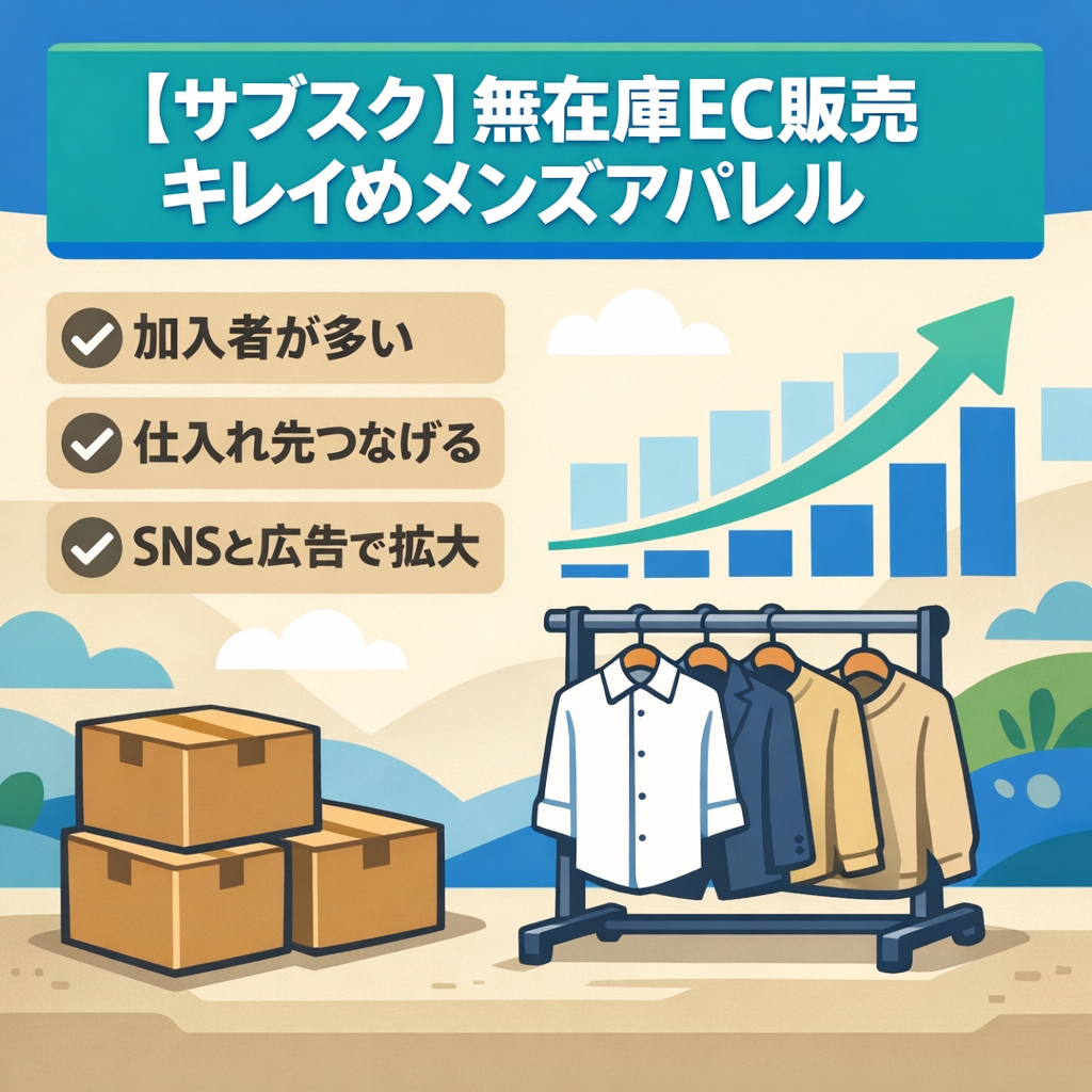 【サブスク】無在庫EC事業販売！キレイめメンズアパレル