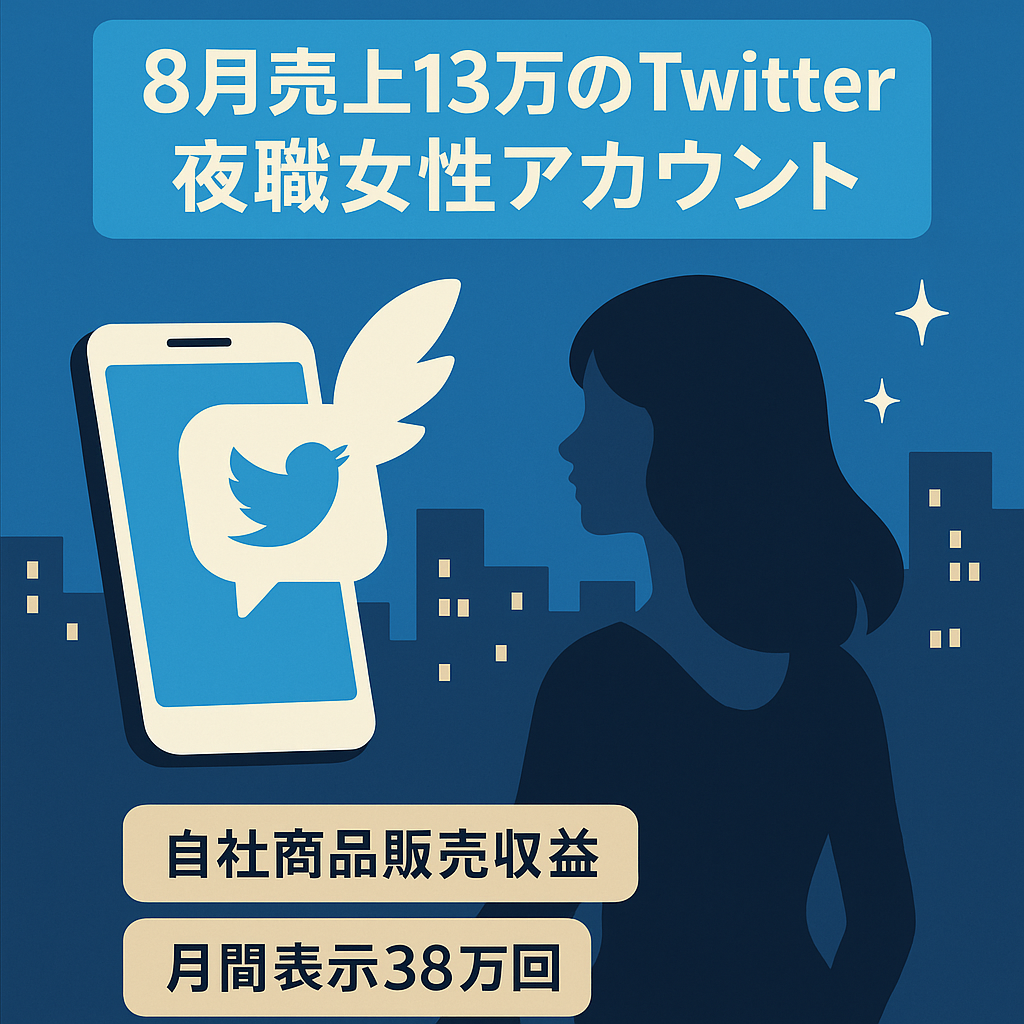 【Twitterフォロワー5千人】8月売上13万円の夜職女性アカウント／即時マネタイズ可能