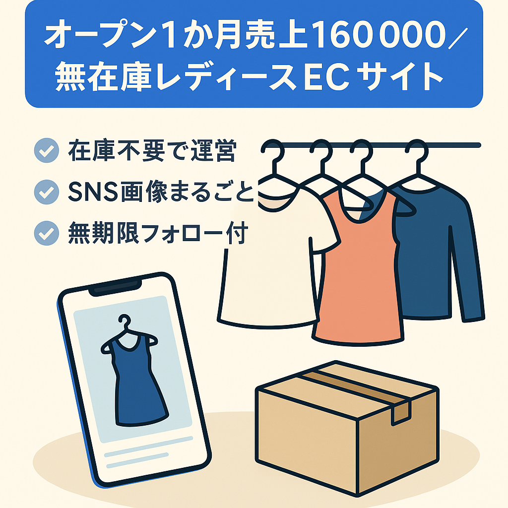 【オープン1か月で￥160,000売上】無在庫レディースECサイトを譲渡します