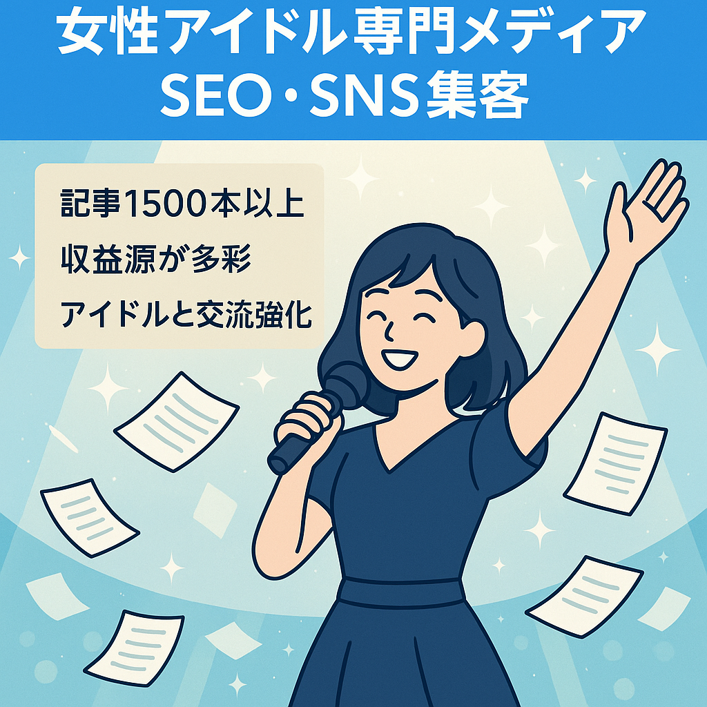 SEO・SNS両軸で集客し、アイドルと連携し収益を生み出す女性アイドル専門メディア
