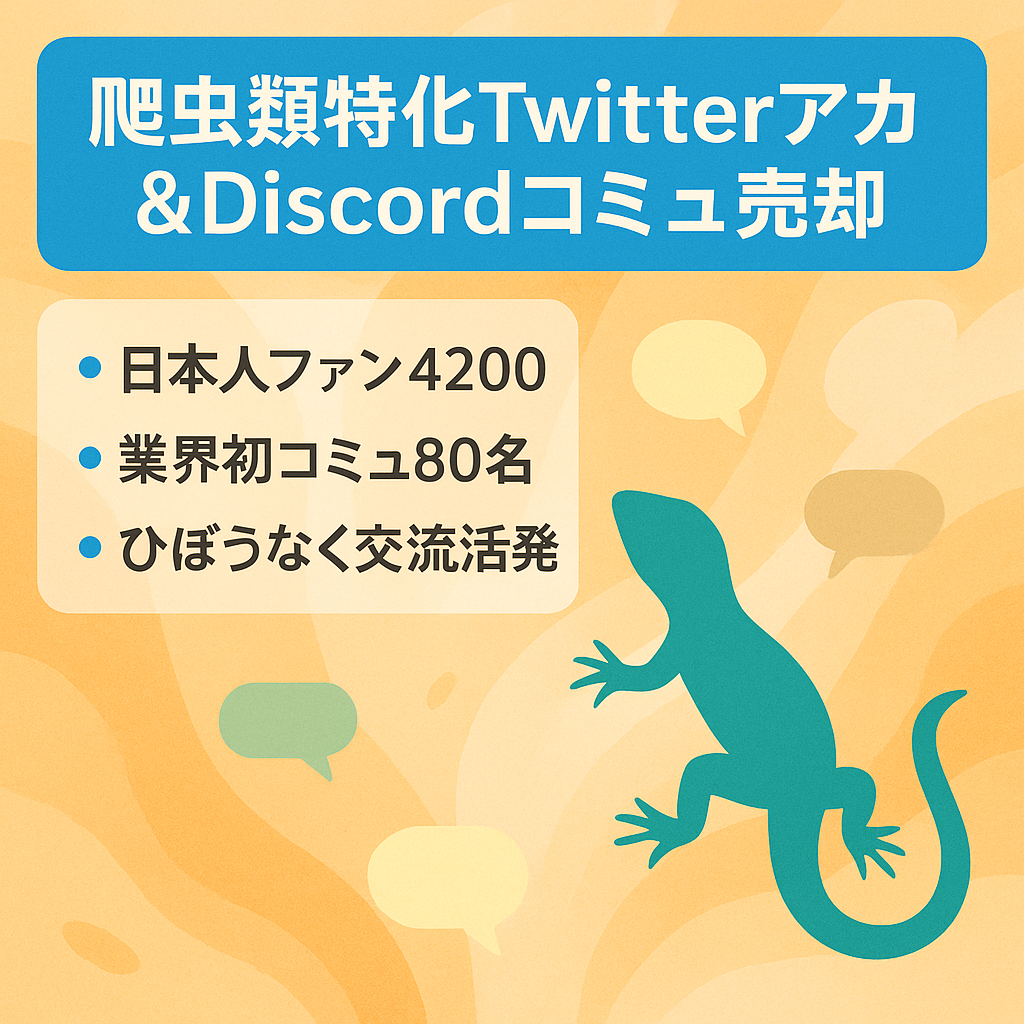 爬虫類に特化Twitterフォロワー約4200人のアカウント、会員約80人Discordアカウント