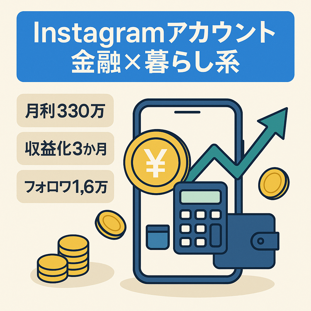 【マネタイズ3カ月目で月利300万以上】Instagram金融×暮らし系アカウント(フォロワー1.6万人、月間インプレッション30万人以上)