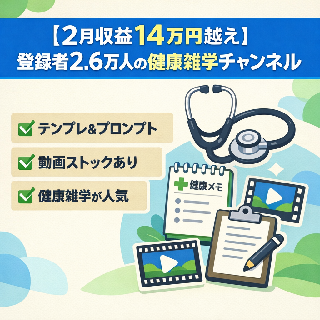 【2月収益14万円越え】登録者2.6万人の健康雑学チャンネル