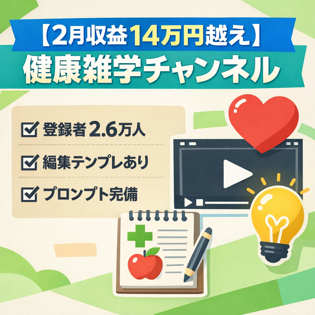 【2月収益14万円越え】登録者2.6万人の健康雑学チャンネル