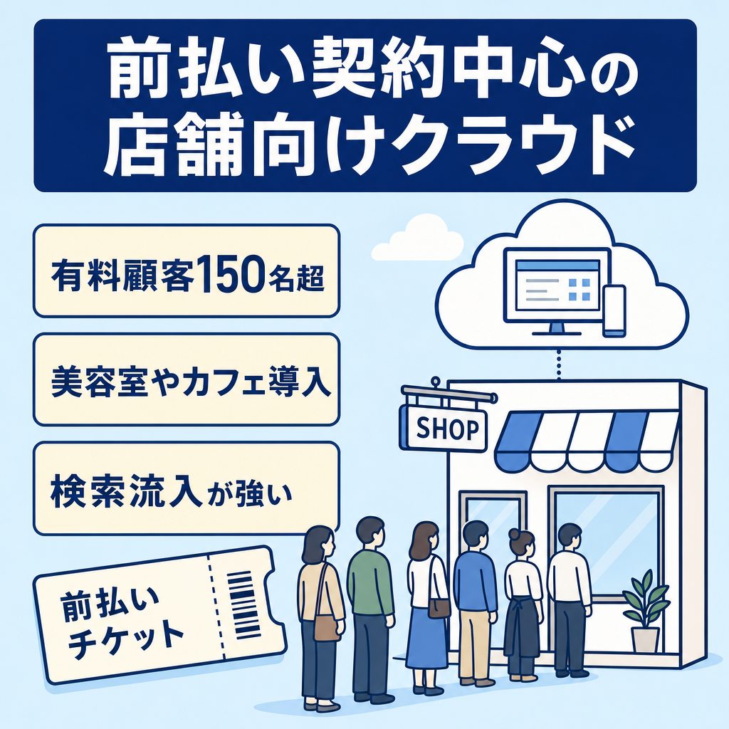 【有料顧客150名超】美容室・カフェ等に導入多数｜前払い契約中心の店舗向けSaaS