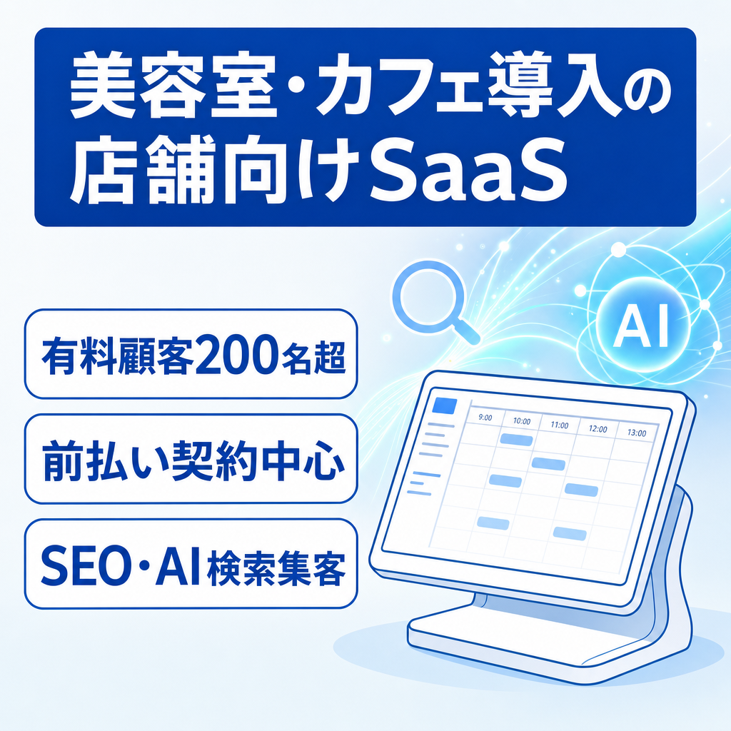 【有料顧客200名超】美容室・カフェ等に導入多数｜前払い契約中心の店舗向けSaaS