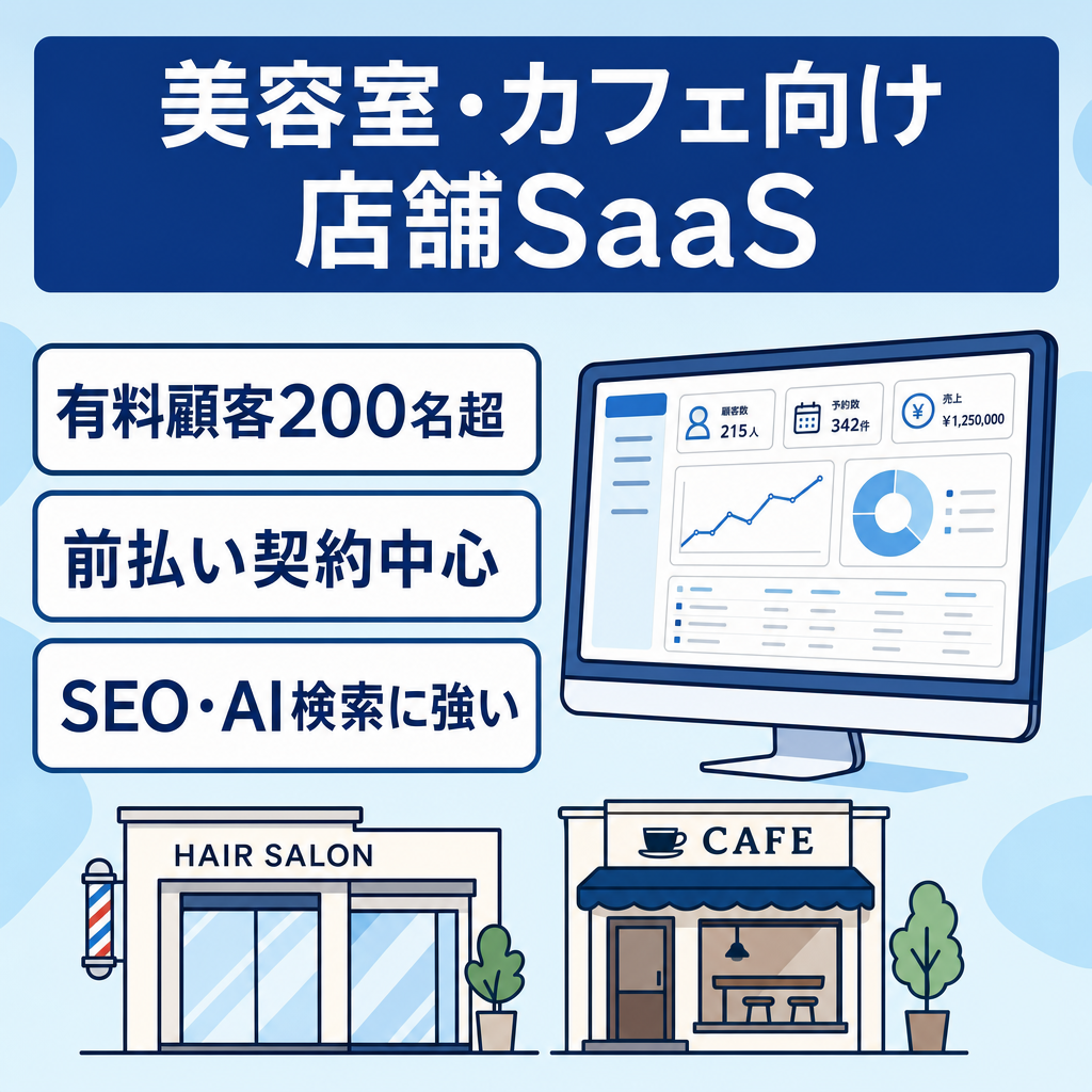【有料200店舗超】美容室・カフェ等の店舗向けSaaS｜低工数運用＆外注体制引継可