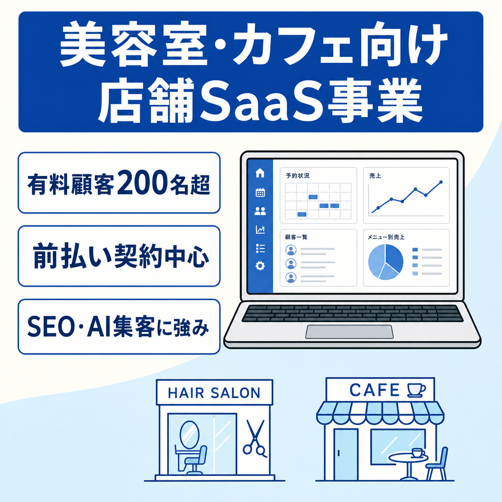 【有料220店舗】美容室・カフェ等の店舗向けSaas｜店舗系事業のクロスセルにも
