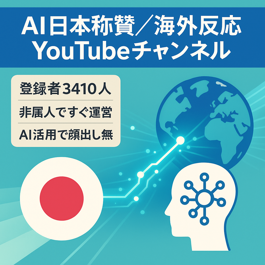 【訳あり】【登録者3,410人】AI活用の日本称賛系YouTubeチャンネル！海外の反応で収益化を目指せる非属人チャンネル