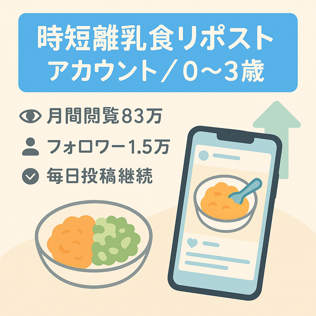 【1.5万人フォロワー】0~3歳向け時短離乳食リポストアカウント【月間閲覧数83万】