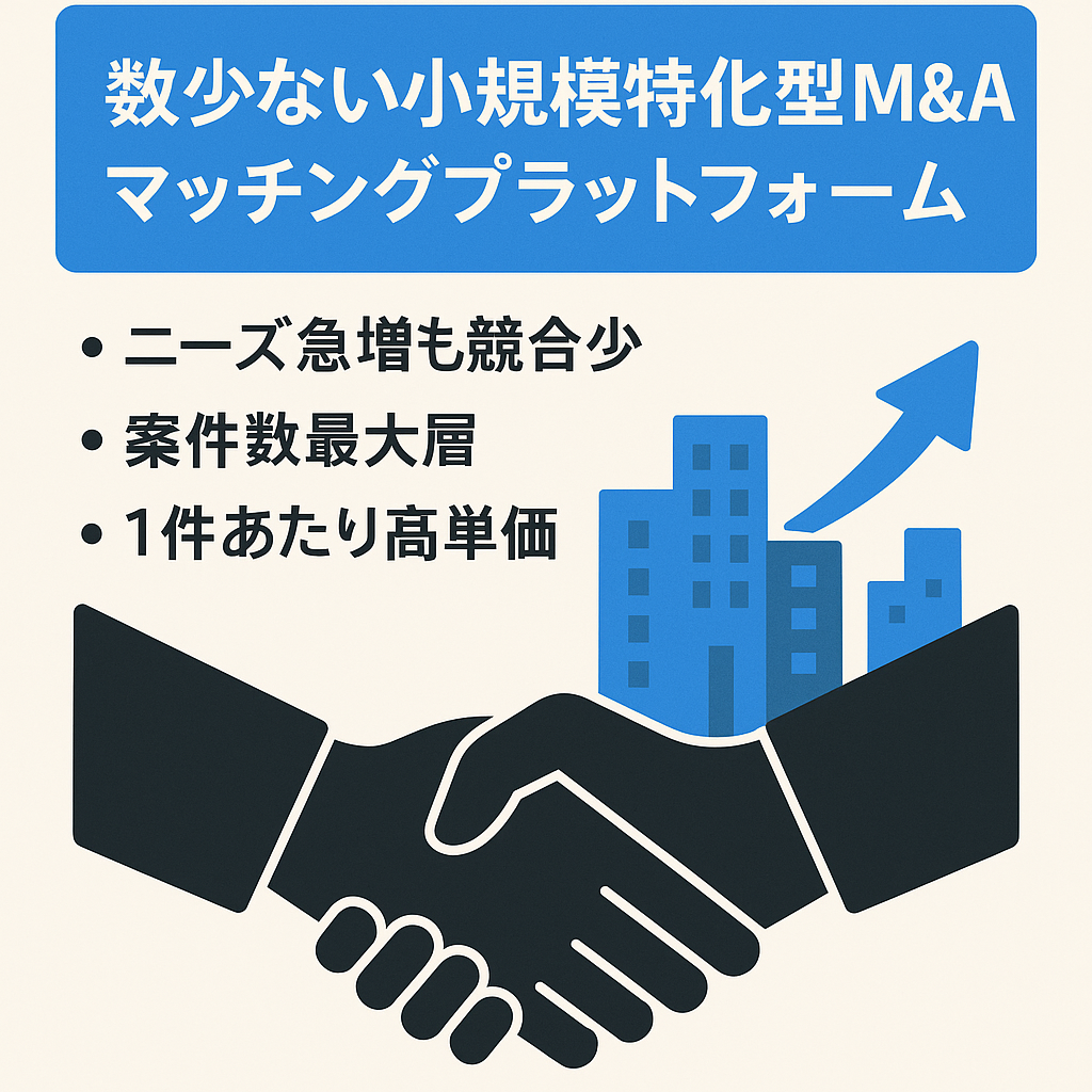 数少ない小規模特化型M&Aマッチングプラットフォーム