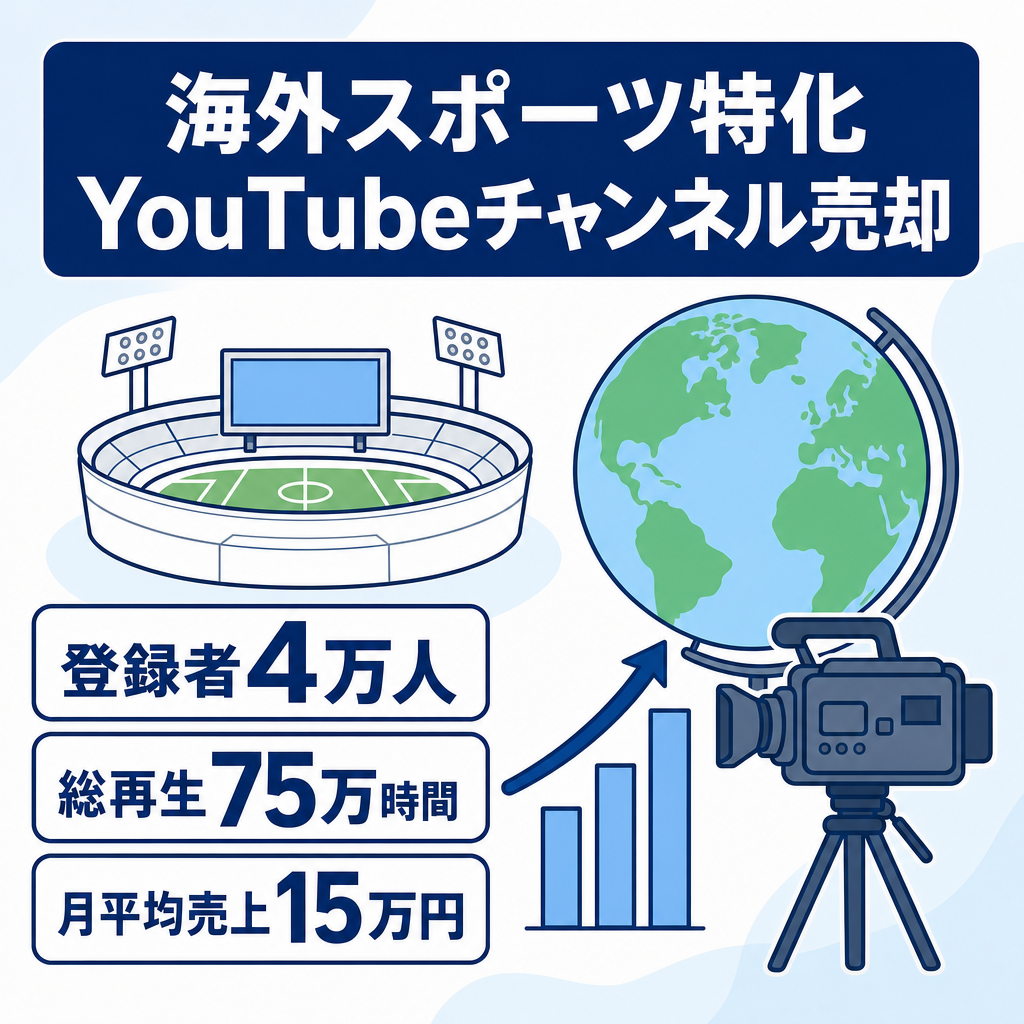 【登録者4万人規模／収益化済】スポーツ特化YouTubeチャンネル｜総再生時間７５万時間:運営引継ぎ可能
