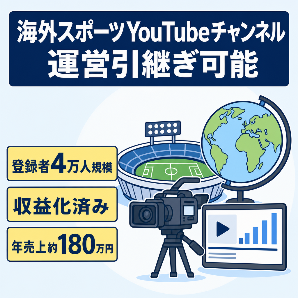 【登録者4万人規模・収益化済】海外スポーツ特化YouTubeチャンネル｜過去1年間売上約180万円・運営引継ぎ可能