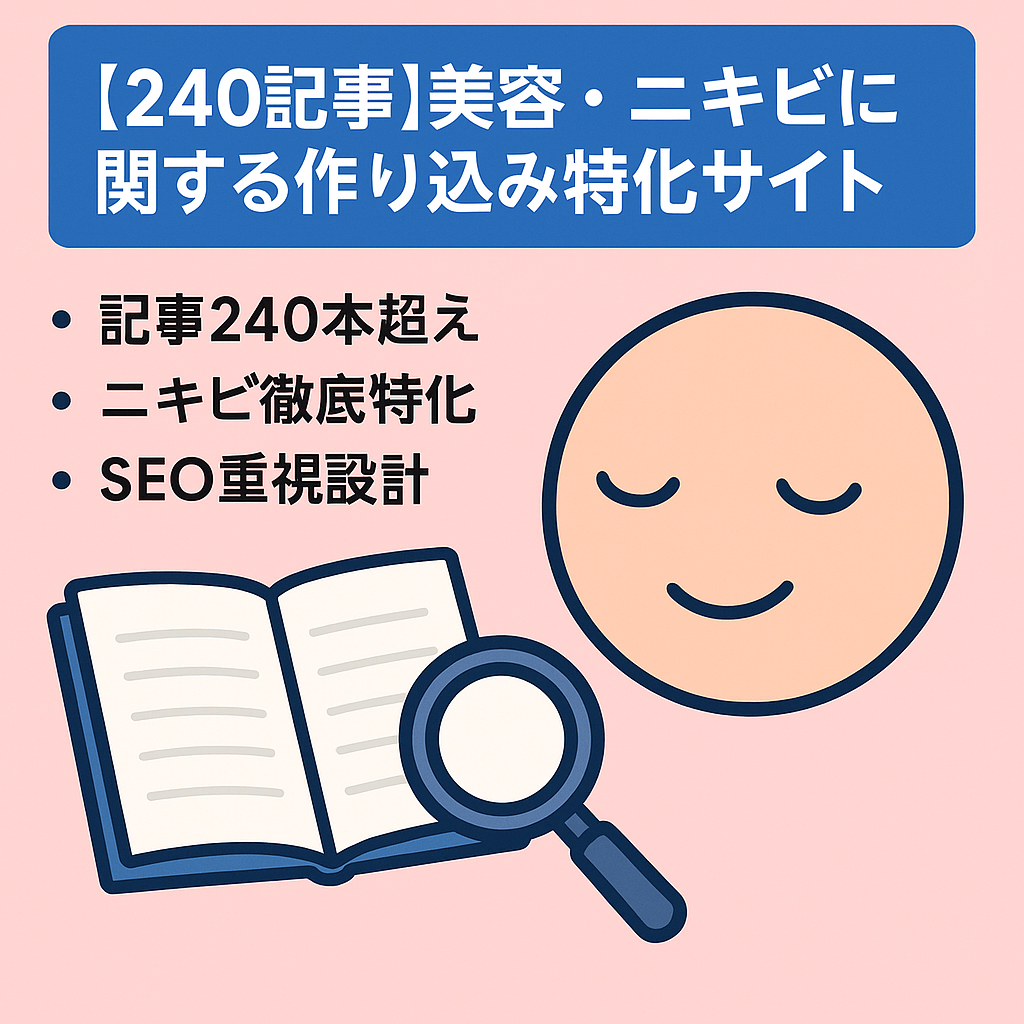 【240記事】美容・ニキビに関する作り込み特化サイト