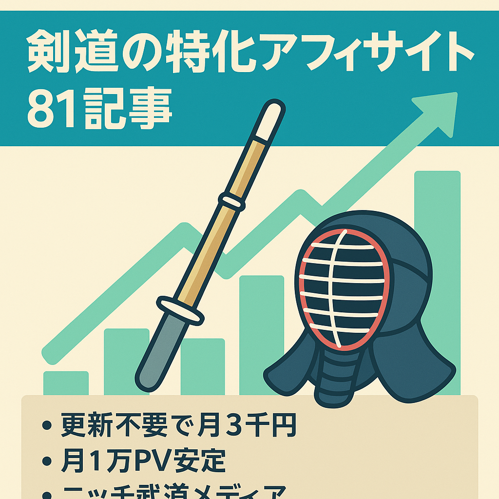 【剣道の特化サイト】記事数81本｜月1万PV継続収益ありのアフィリエイトサイト！