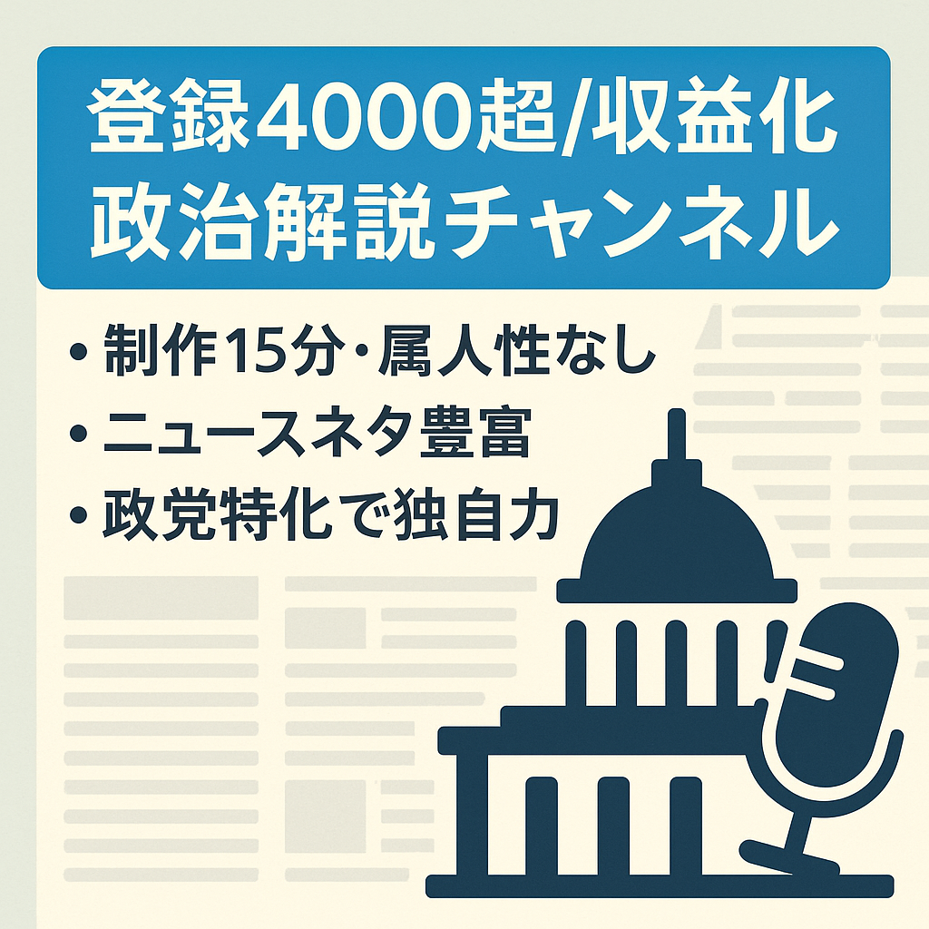 【特定の新興政党特化・登録者4000人超/収益化済】ゆっくり解説チャンネル
