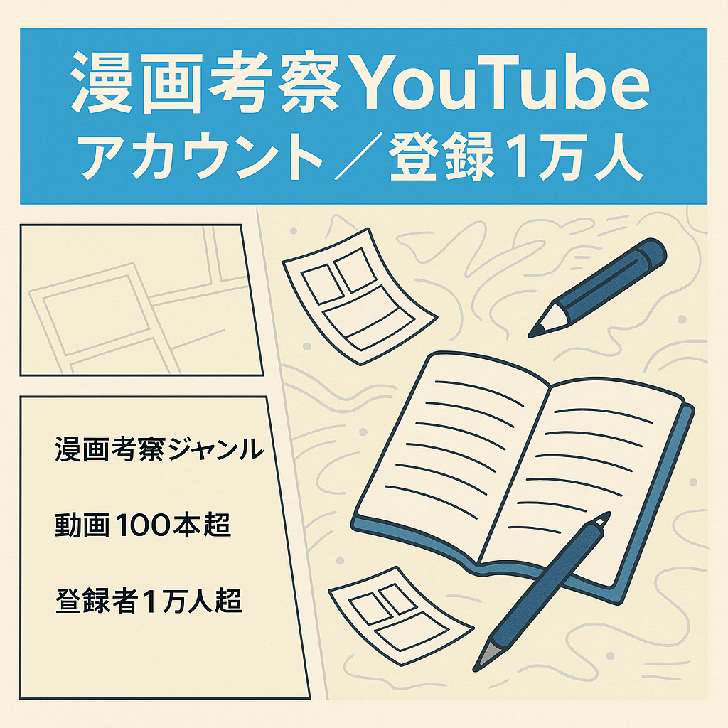 人気漫画考察YouTubeアカウント　登録者1万人オーバー　投稿動画数100オーバー