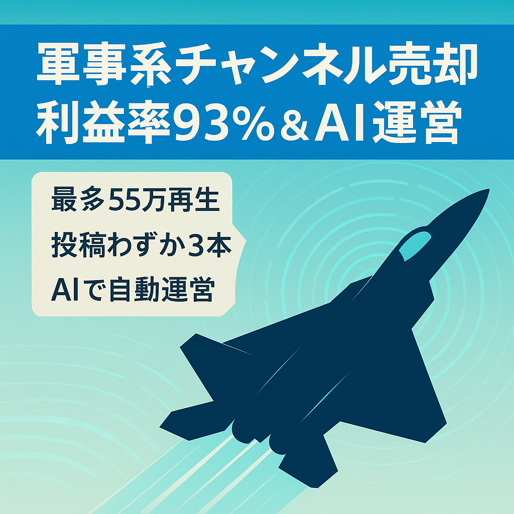 【3本目で収益化・非属人】利益率92.93%の軍事系チャンネルをお譲りします【AI自動化可能】