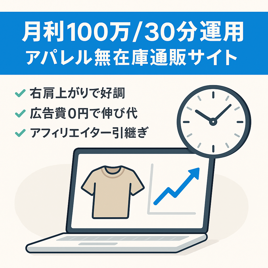 【副業可】30分で運用している利益100万円アパレル無在庫ECサイト【広告費0】