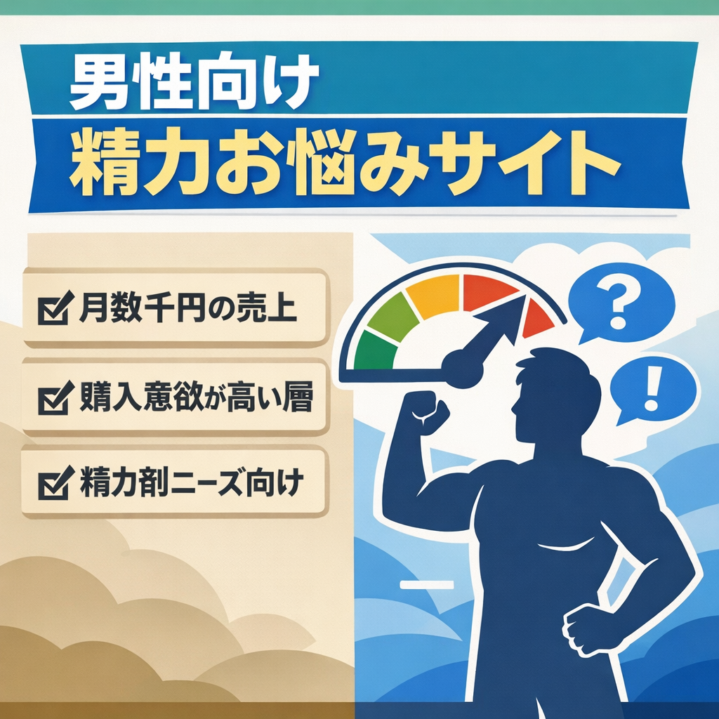 【男性精力お悩みサイト】月数千円稼げていたサイトです。