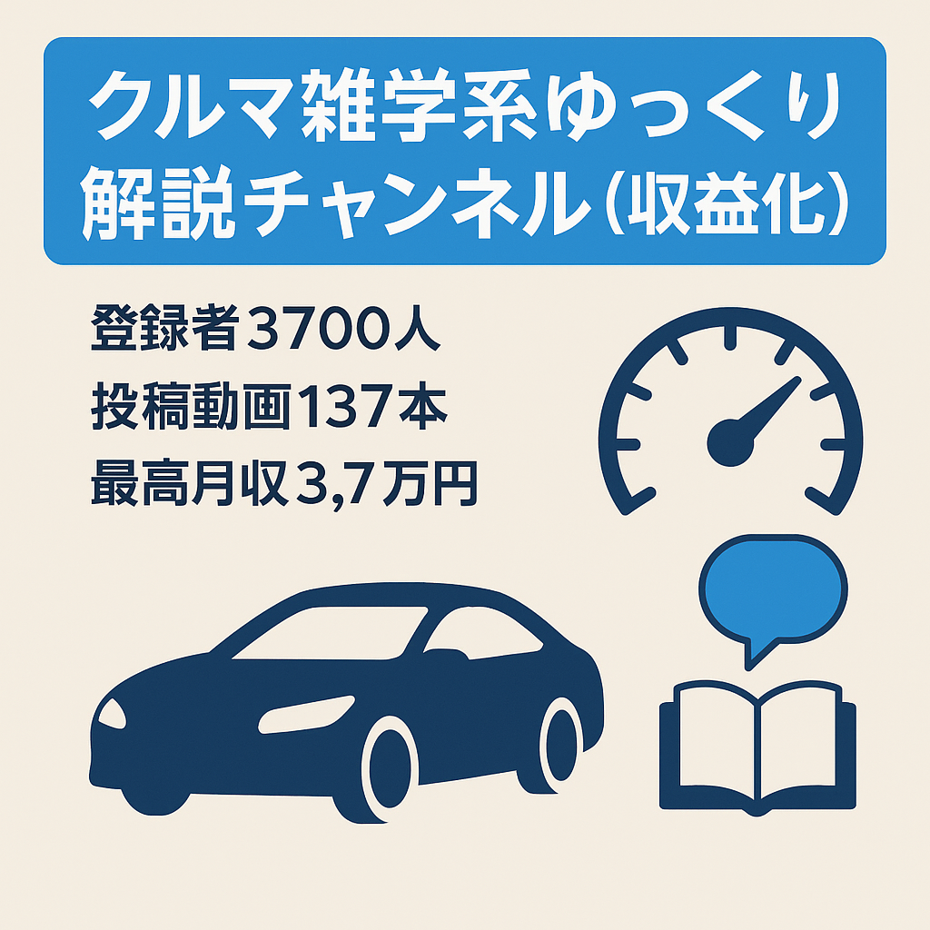 クルマ雑学系ゆっくり解説チャンネル【収益化済・チャンネル登録者3,700人】