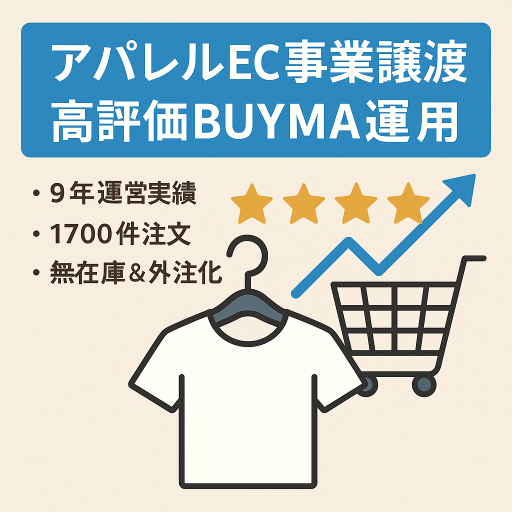 【総合評価4.9】アパレルEC事業譲渡（BUYMA運用)  優良アカウント【無在庫販売、サポート可】