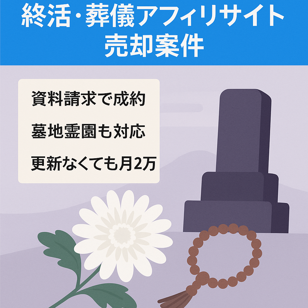 葬儀、法要、墓地霊園などに関連した終活を案内するアフィリサイトです！無料の資料請求案件で成約！
