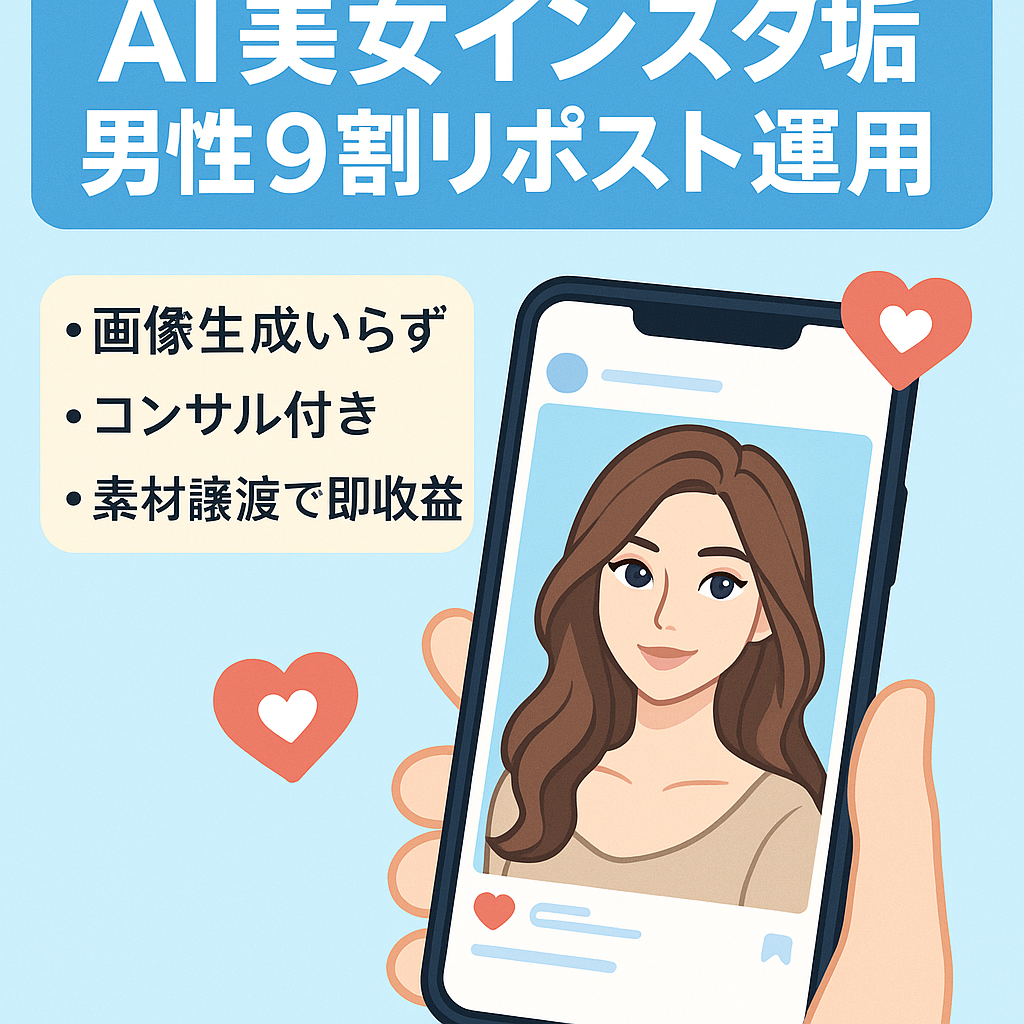 人気のAI美女アカウント【リポスト運用なのでインスタ初心者におすすめ】男性率9割超え 出会い系やマッチングアプリ、アダルト誘導にも