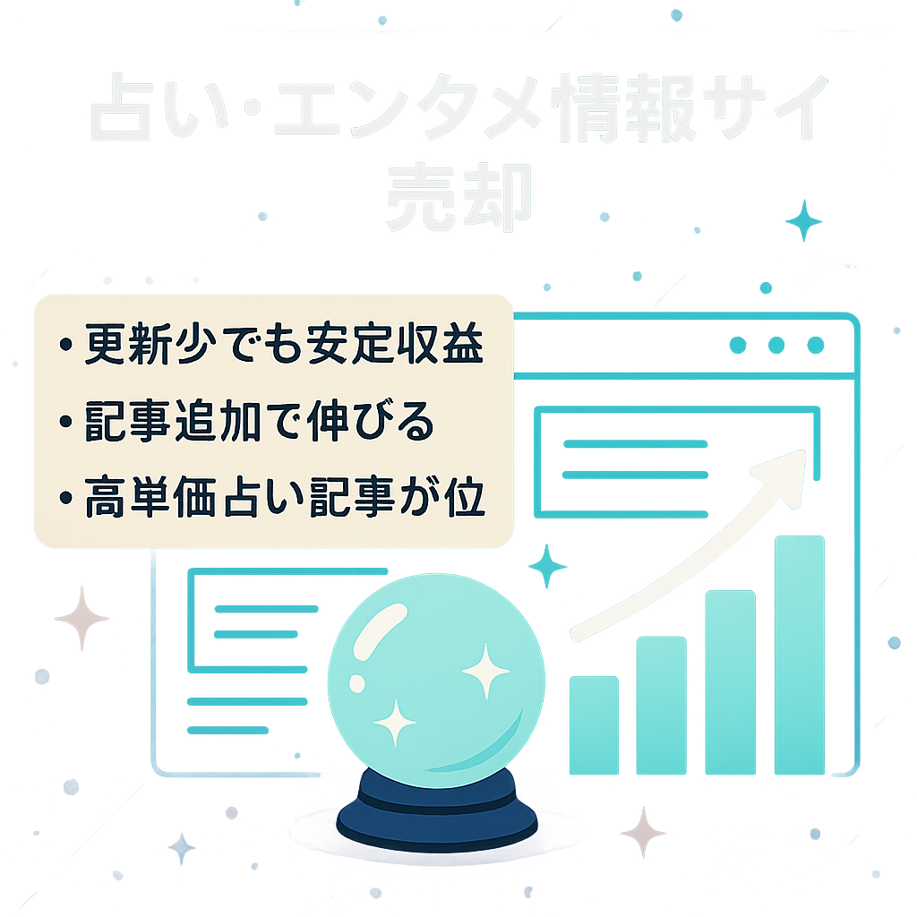 【記事数少でも安定収益＆アクセス】広告単価の高い占い記事やエンタメ記事ありの情報サイト