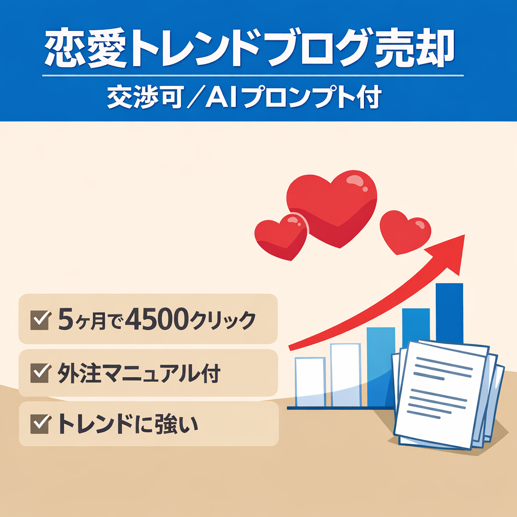 【交渉歓迎！】恋愛トレンド特化ブログ｜構成案AIプロンプト＋外注マニュアル付き！