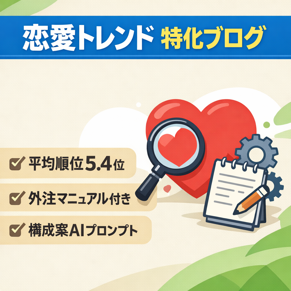 【交渉歓迎！】恋愛トレンド特化ブログ｜構成案AIプロンプト＋外注マニュアル付き！