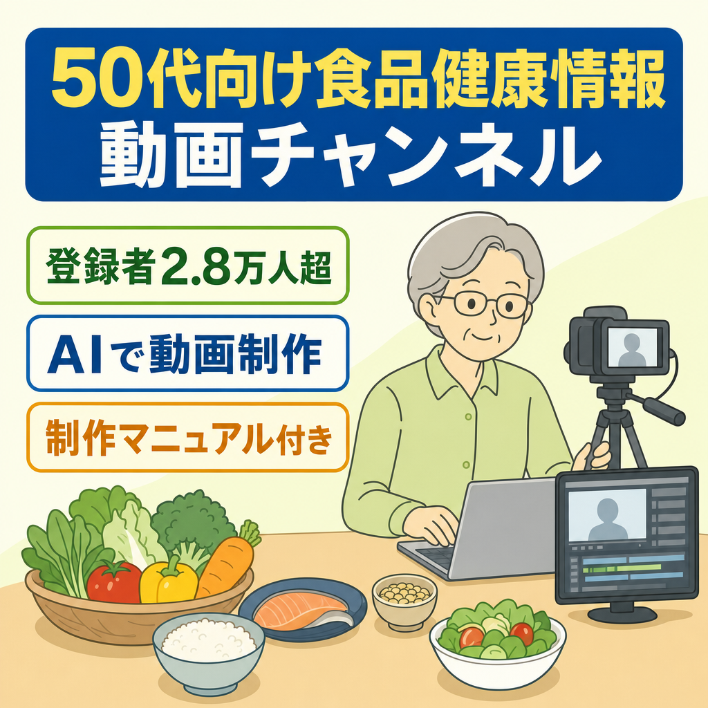 【登録者2.8万人】非属人CH！需要大の50代〜向け食品類健康情報チャンネル！原稿・サムネデータ・制作マニュアル（Vrew要領）お伝えします