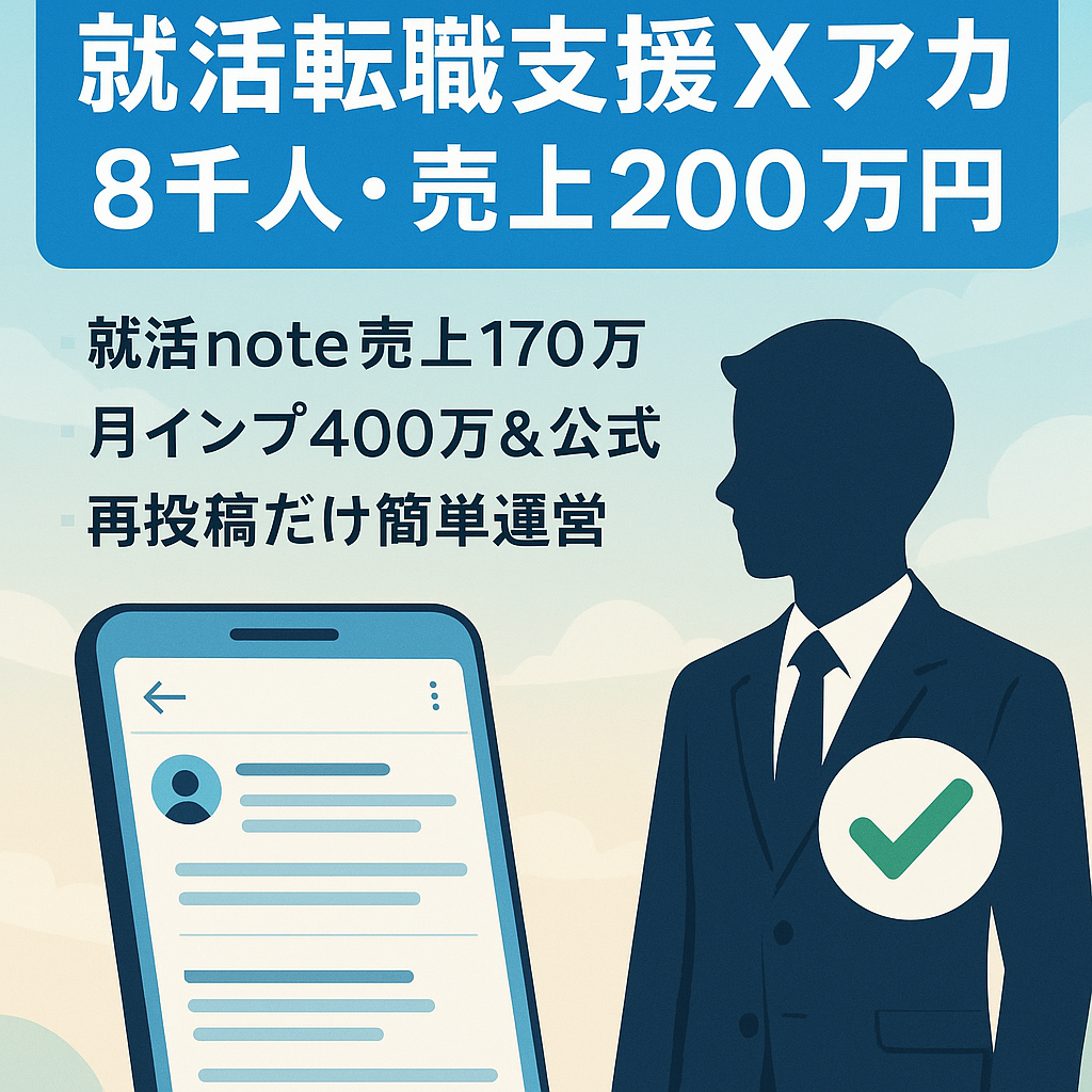 【Ｘ（旧Twitter）運用9カ月でフォロワー約8,000人＆総売上200万円超え　就活・転職支援系】