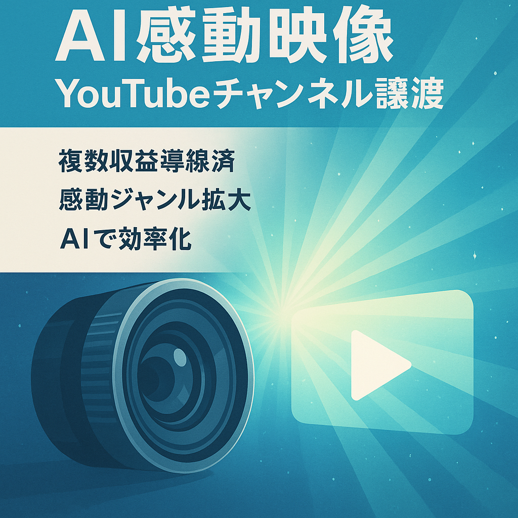 【収益化＆案件獲得型】感動系AI映像サービス付きYouTubeチャンネル譲渡案件