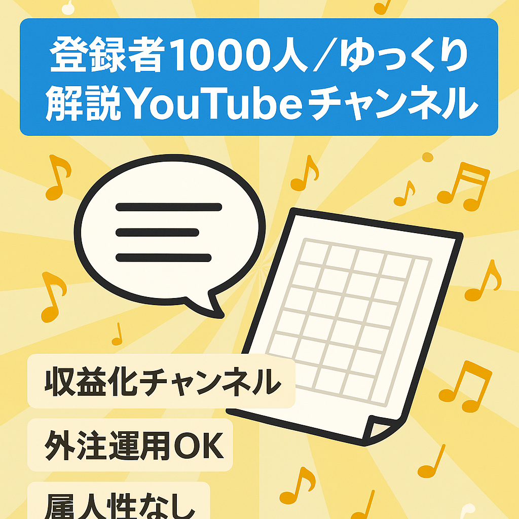 【Youtube登録者1000人】ゆっくり解説系のYouTubeチャンネル【収益化済み・属人性なし】