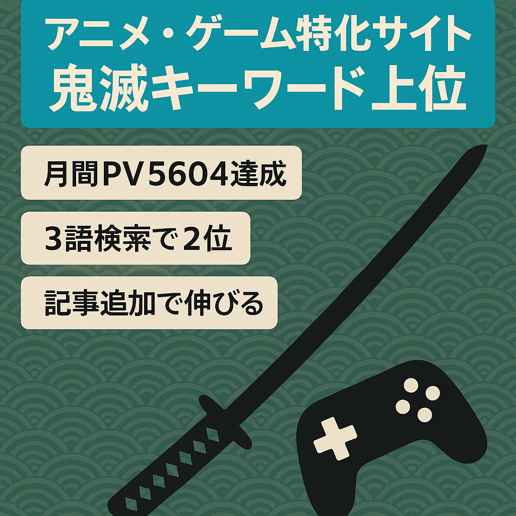 鬼滅の刃キーワードで上位表示あり！アニメ、ゲーム、コスプレ等特化サイト