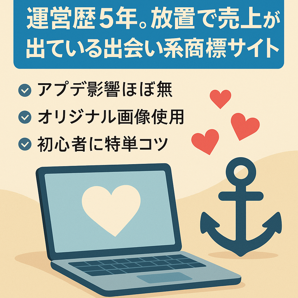 運営歴5年。放置で売上が出ている出会い系商標サイト