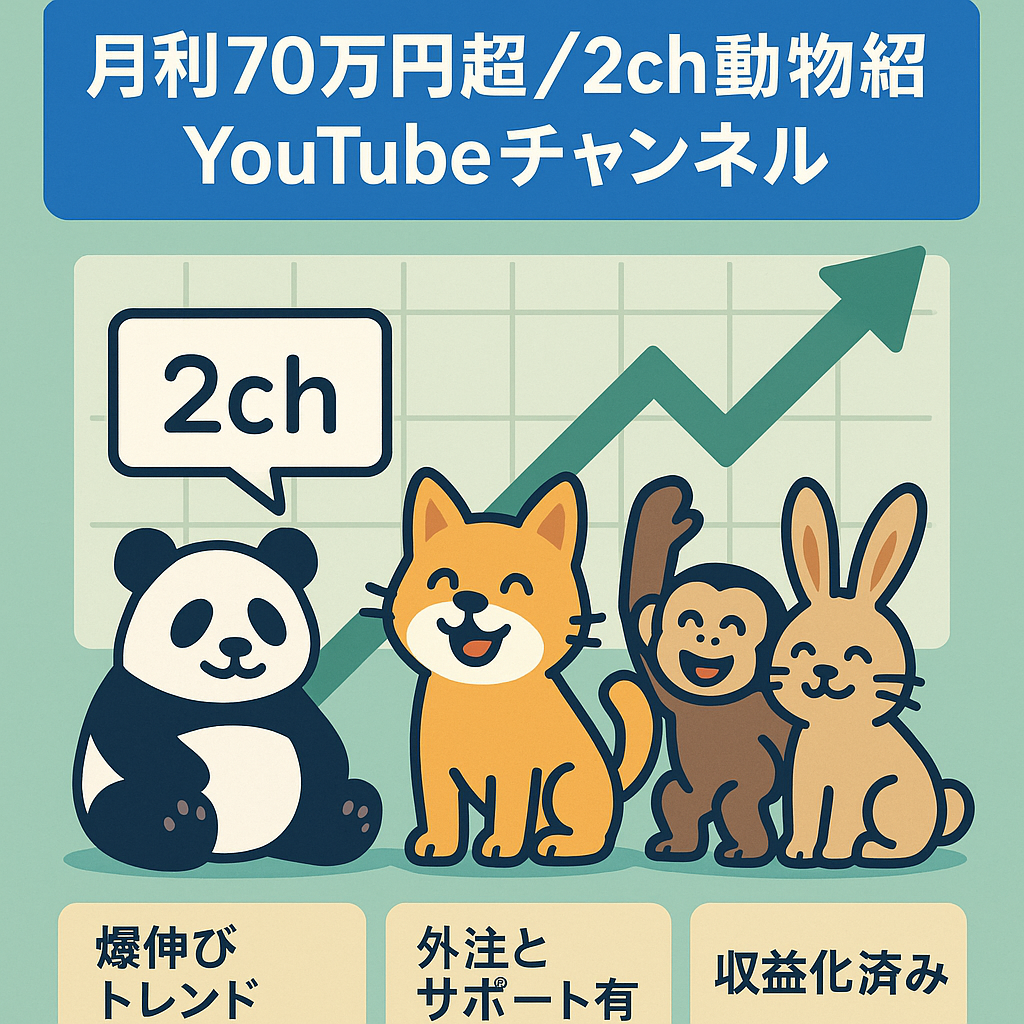 【月利70万円越え！】2ch動物スレ紹介系チャンネル【購入後サポートあり！】