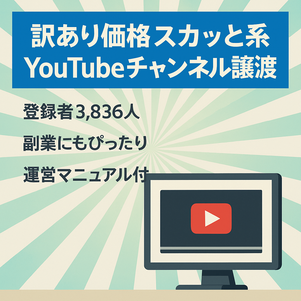 【訳あり価格】チャンネル登録者3,836人のスカッと系YouTubeチャンネルのアカウント譲渡！【値段交渉歓迎！】