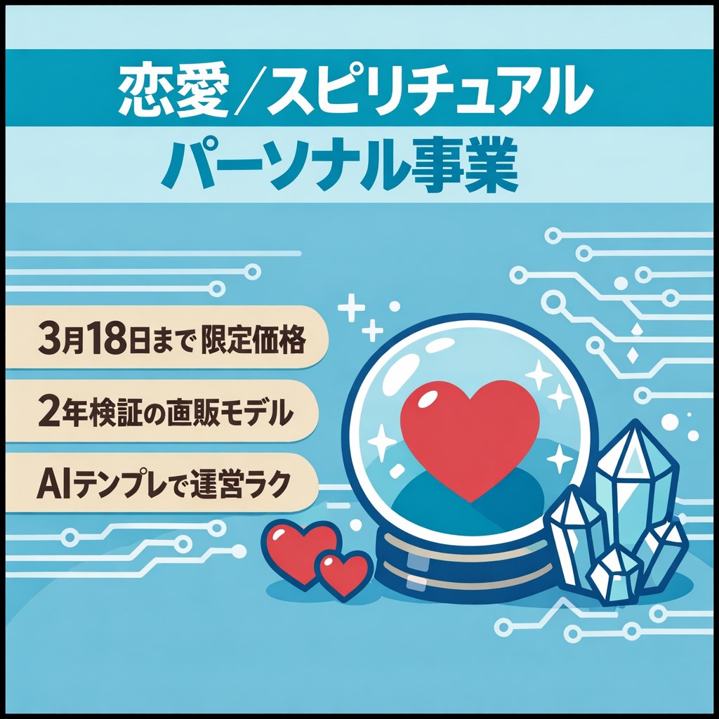 【3月18日までの限定価格】【D2C型恋愛・スピリチュアル領域】AI活用パーソナルサービス事業｜拡張可能