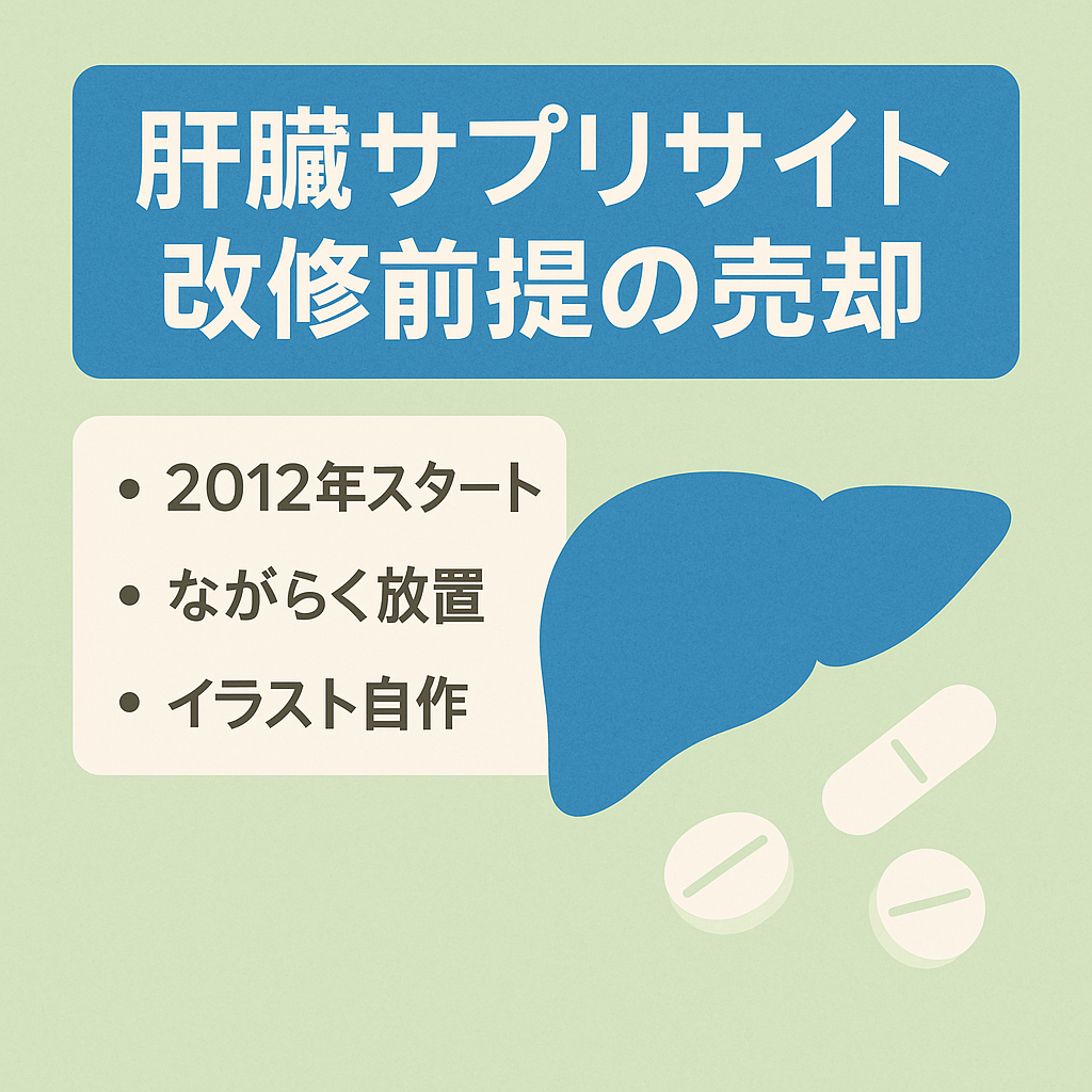 2012年から運営の肝臓系サプリサイト。放置状態で改修必須。
